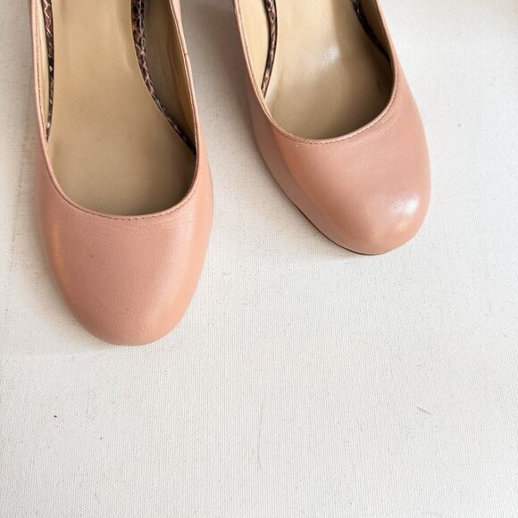 Ann Taylor Nude Beuge Snakeskin Block Heels 9M - Picture 5 of 7